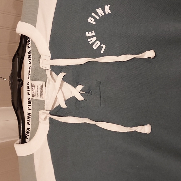 NWOT Women's Victoria's Secret Pink Size SP Lace Up Pullover Sweatshirt Gray - Picture 6 of 11